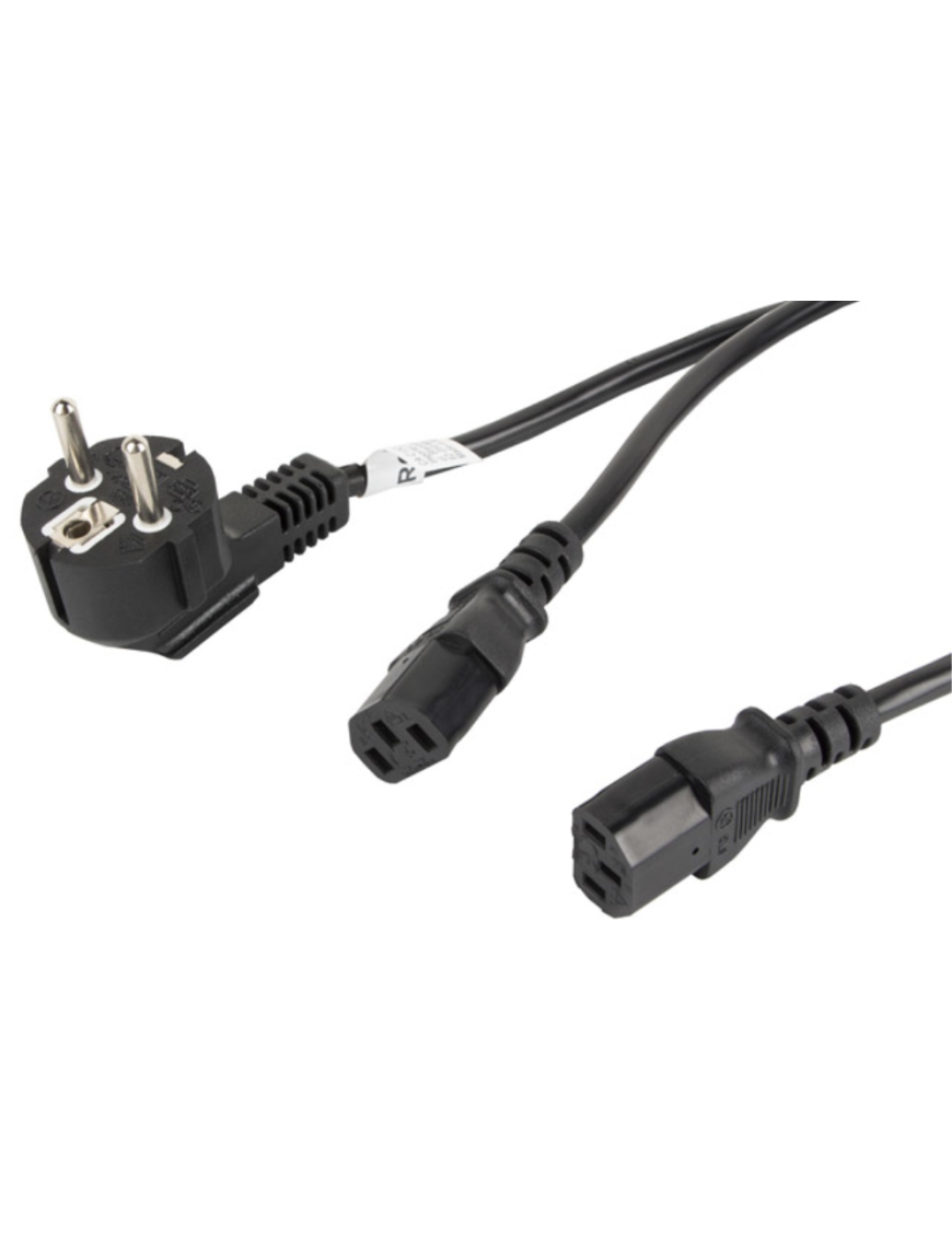 Lanberg CA-C13C-13CC-0018-BK cable de transmisión Negro 2 m C13 acoplador CEE7/7