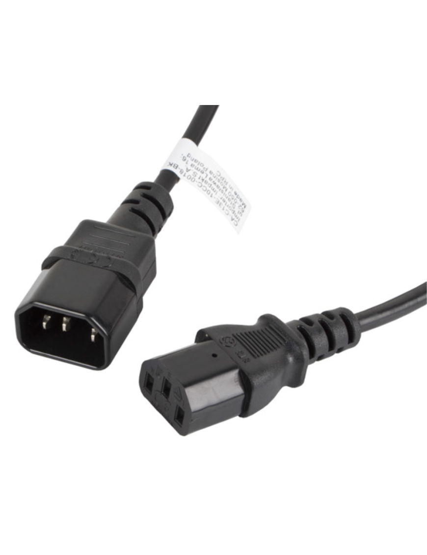 Lanberg CA-C13E-10CC-0018-BK cable de transmisión Negro 1,8 m C13 acoplador C14 acoplador