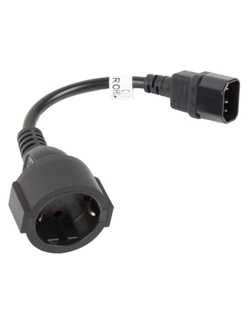 Lanberg CA-C14E-10CC-0018-BK cable de transmisión Negro 0,18 m C14 acoplador