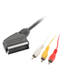 Lanberg CA-EURC-10CC-0018-BK cable EUROCONECTOR 1,8 m SCART (21-pin) 3 x RCA Negro