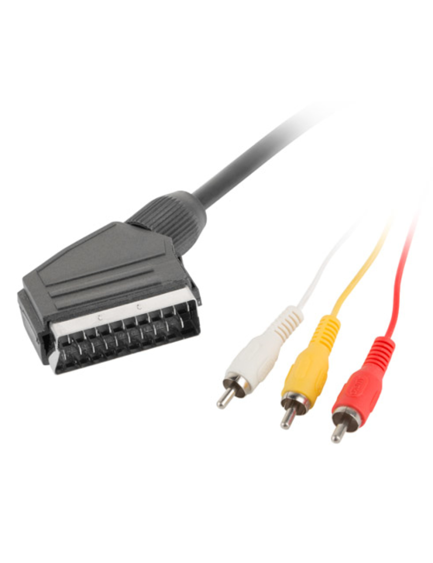 Lanberg CA-EURC-10CC-0018-BK cable EUROCONECTOR 1,8 m SCART (21-pin) 3 x RCA Negro