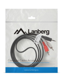 Lanberg CA-MJRC-10CC-0015-BK cable de audio 1,5 m 3,5mm 2 x RCA Negro