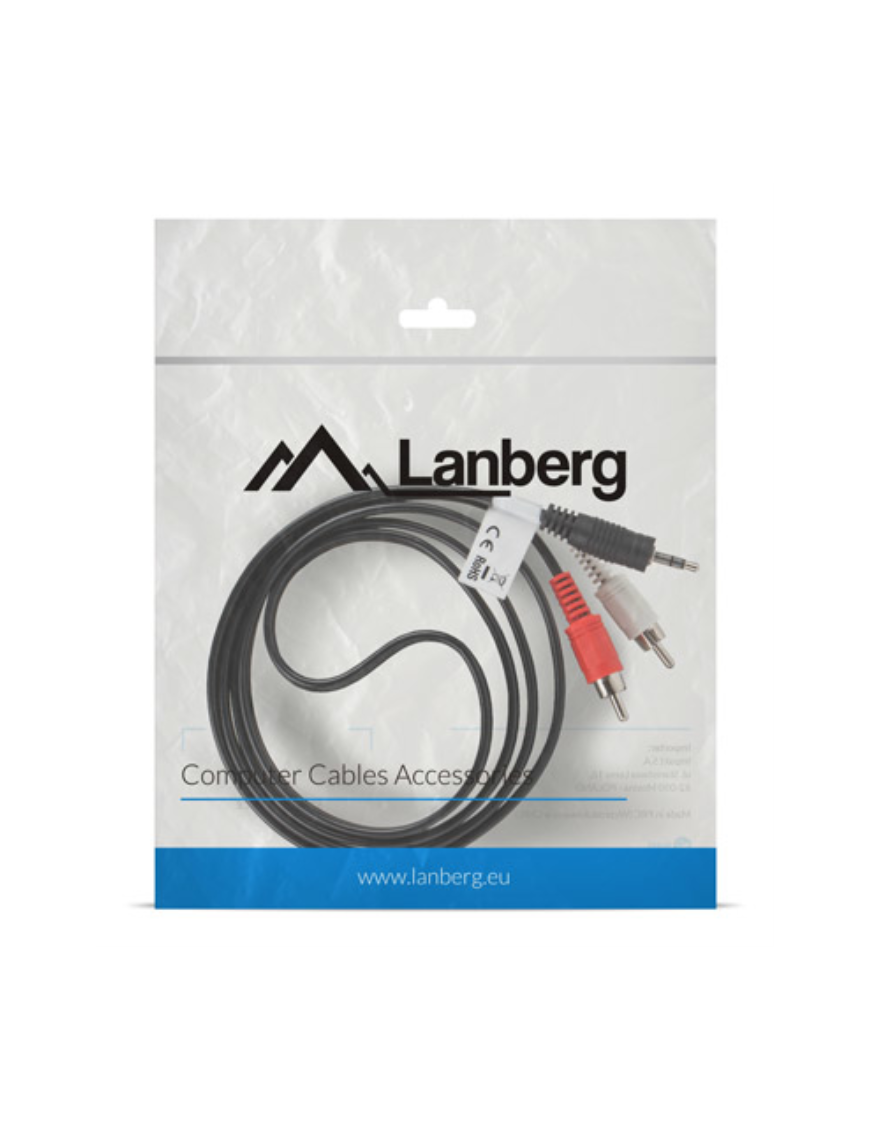 Lanberg CA-MJRC-10CC-0015-BK cable de audio 1,5 m 3,5mm 2 x RCA Negro