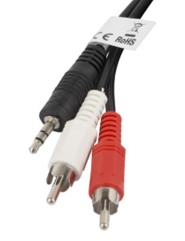 Lanberg CA-MJRC-10CC-0020-BK cable de audio 2 m 3,5mm RCA Negro, Rojo, Blanco