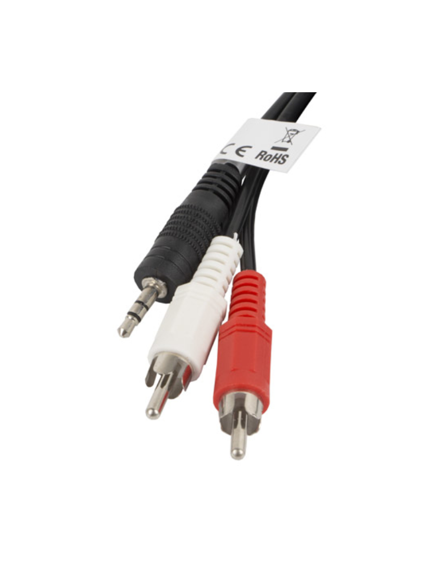 Lanberg CA-MJRC-10CC-0020-BK cable de audio 2 m 3,5mm RCA Negro, Rojo, Blanco