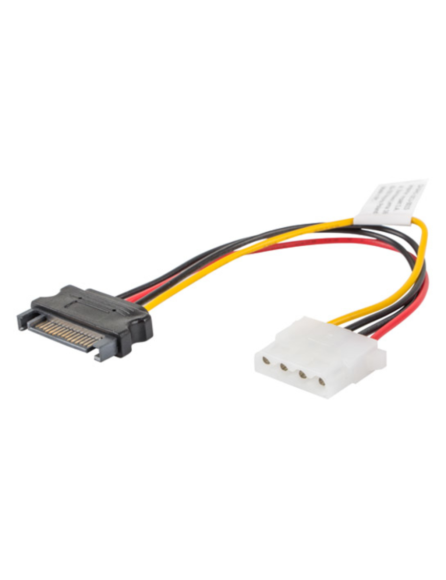 Lanberg CA-SAHD-10CU-0015 cable de SATA 0,15 m Molex (4-pin) SATA de 15 pines Negro, Rojo, Amarillo