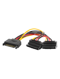 Lanberg CA-SASA-10CU-0015 cable de SATA 0,15 m SATA de 15 pines 2 x SATA de 15 pines Negro, Rojo, Amarillo