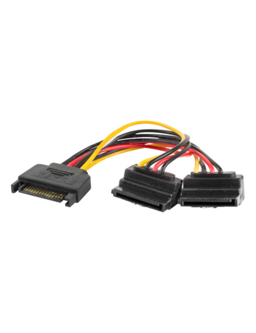 Lanberg CA-SASA-10CU-0015 cable de SATA 0,15 m SATA de 15 pines 2 x SATA de 15 pines Negro, Rojo, Amarillo