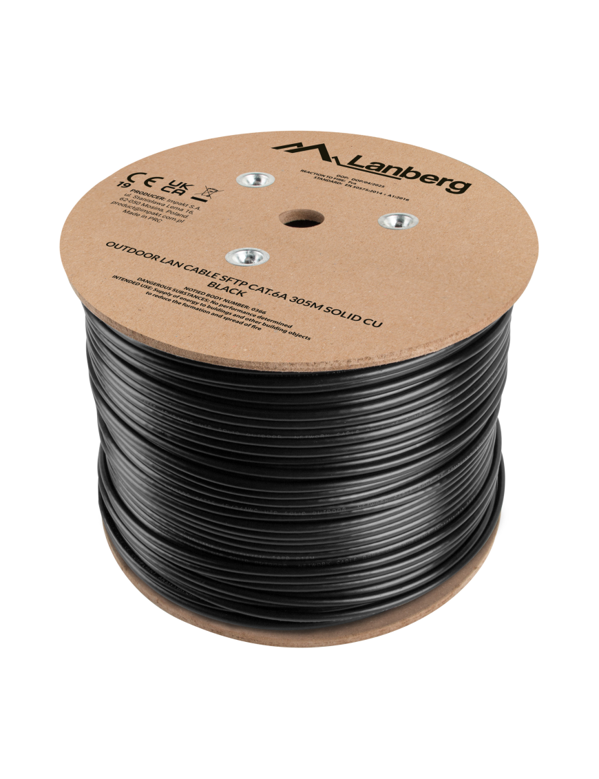 Lanberg LCS6-21CU-0305-BK cable de red Negro 305 m Cat6a S/FTP (S-STP) Alrededor