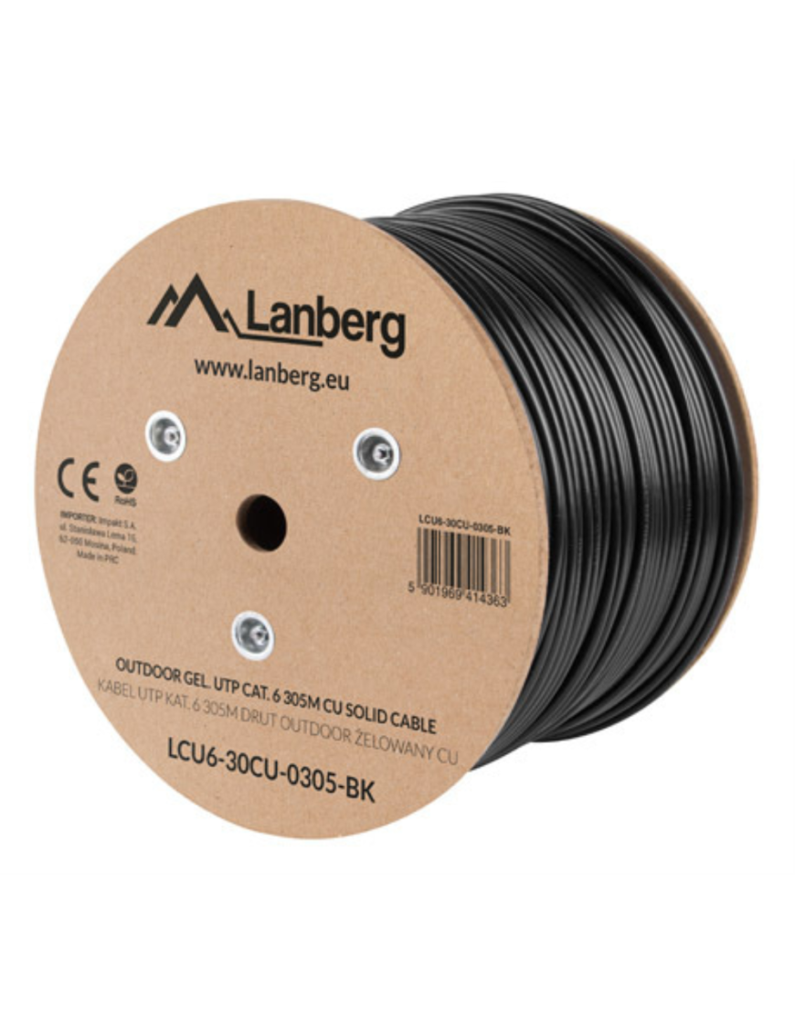 Lanberg LCU6-30CU-0305-BK cable de red Negro 305 m Cat6 U/UTP (UTP)