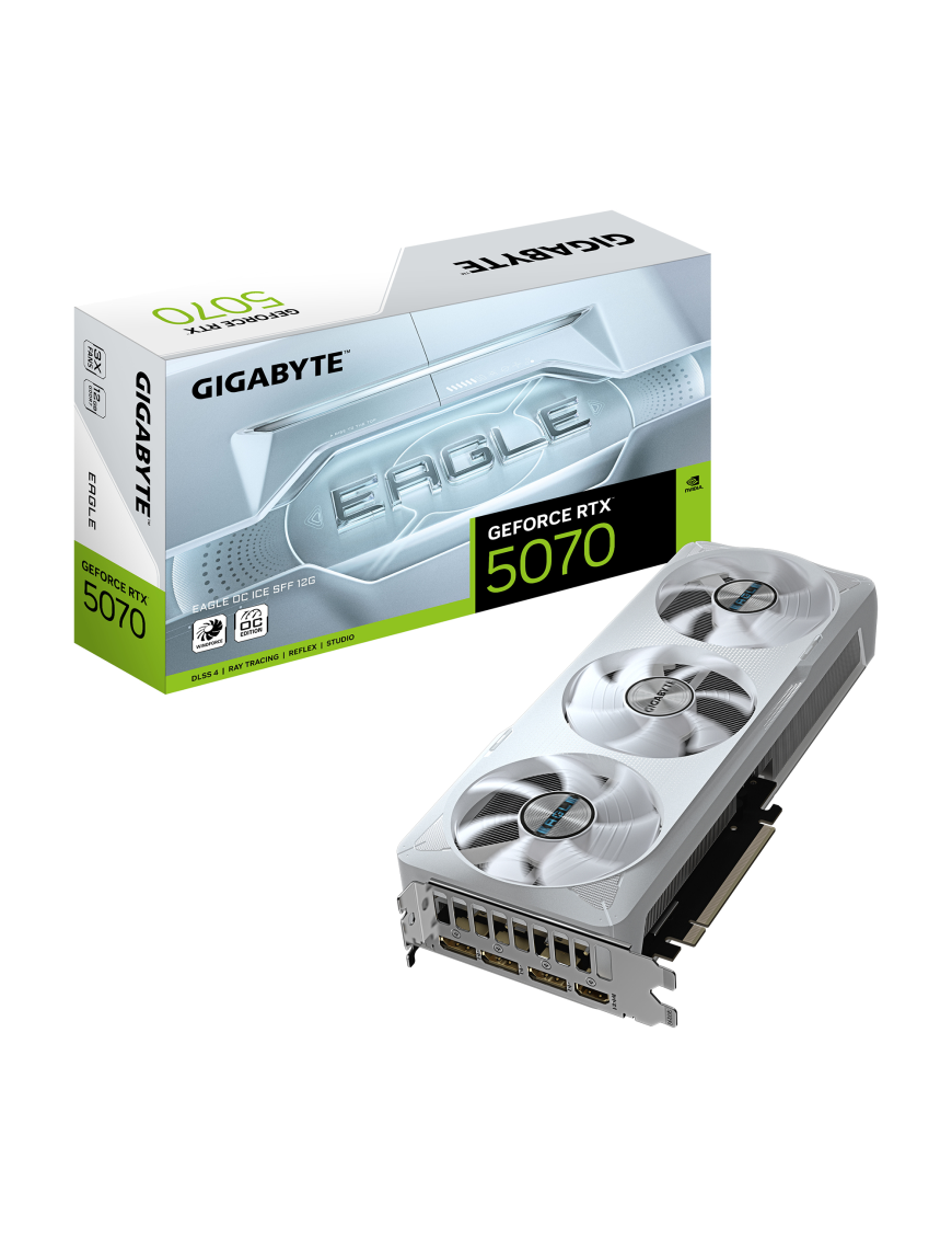 GIGABYTE GeForce RTX 5070 EAGLE OC ICE SFF 12G Tarjeta Gráfica - 12GB GDDR7, 192 bits, PCI-E 5.0, 2587 MHz Core Clock, 3 x DP