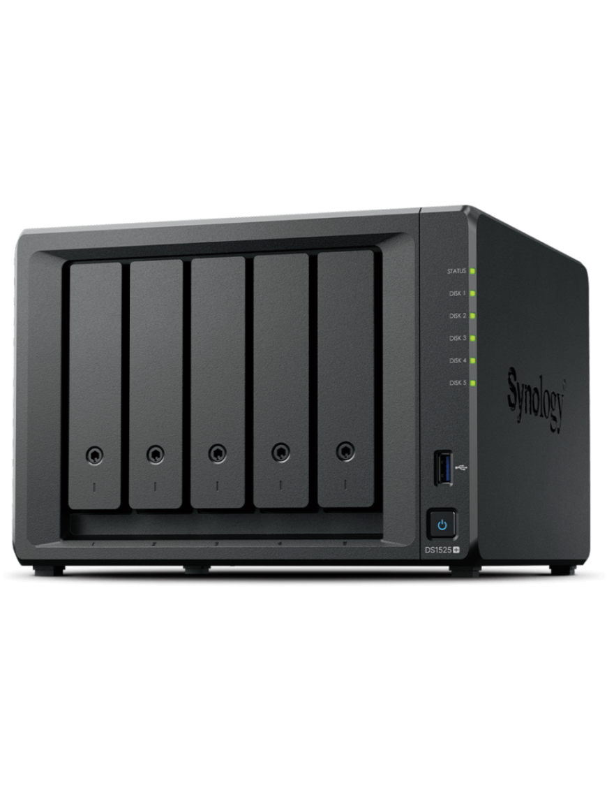 Synology DiskStation DS1525+ servidor de almacenamiento NAS Ryzen Embedded V1500B 8 GB DDR4 0 TB Negro