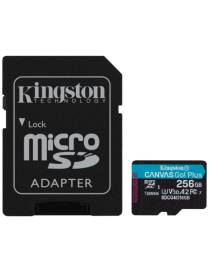 Kingston Technology Tarjeta microSDXC Canvas Go Plus Gen4 de 256 GB, 200 MB/s, A2 U3 V30 y adaptador