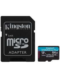 Kingston Technology Tarjeta microSDXC Canvas Go Plus Gen4 de 64 GB, 200 MB/s, A2 U3 V30 y adaptador