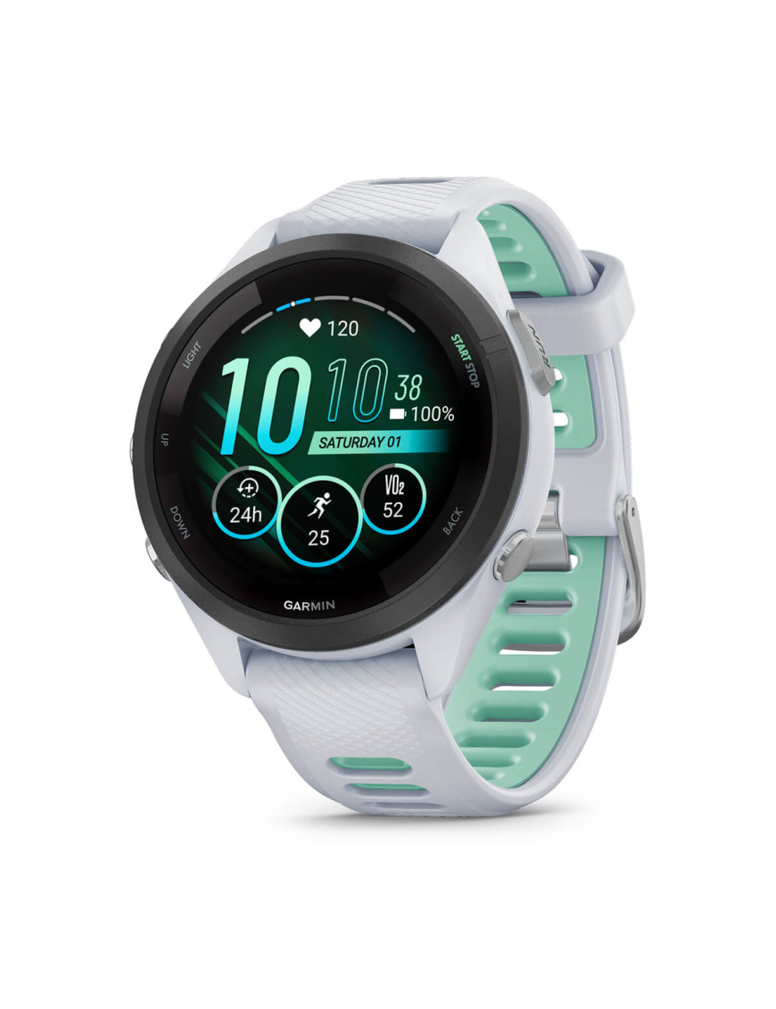Garmin Forerunner 265S 2,79 cm (1.1") AMOLED 42 mm Digital 360 x 360 Pixeles Pantalla táctil Negro, Blanco Wifi GPS (satélite)