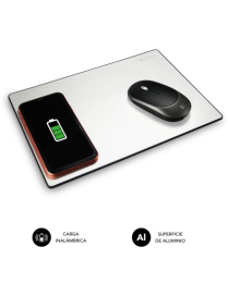 SUBBLIM Alfombrilla con cargador Inalámbrico Mousepad Wireless Charger Aluminum Silver 10W