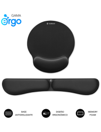 SUBBLIM Pack Alfombrilla de Ratón Ergonómica + Reposamuñecas Teclado – Espuma elástica, Superficie Microtexturizada Impermeable,