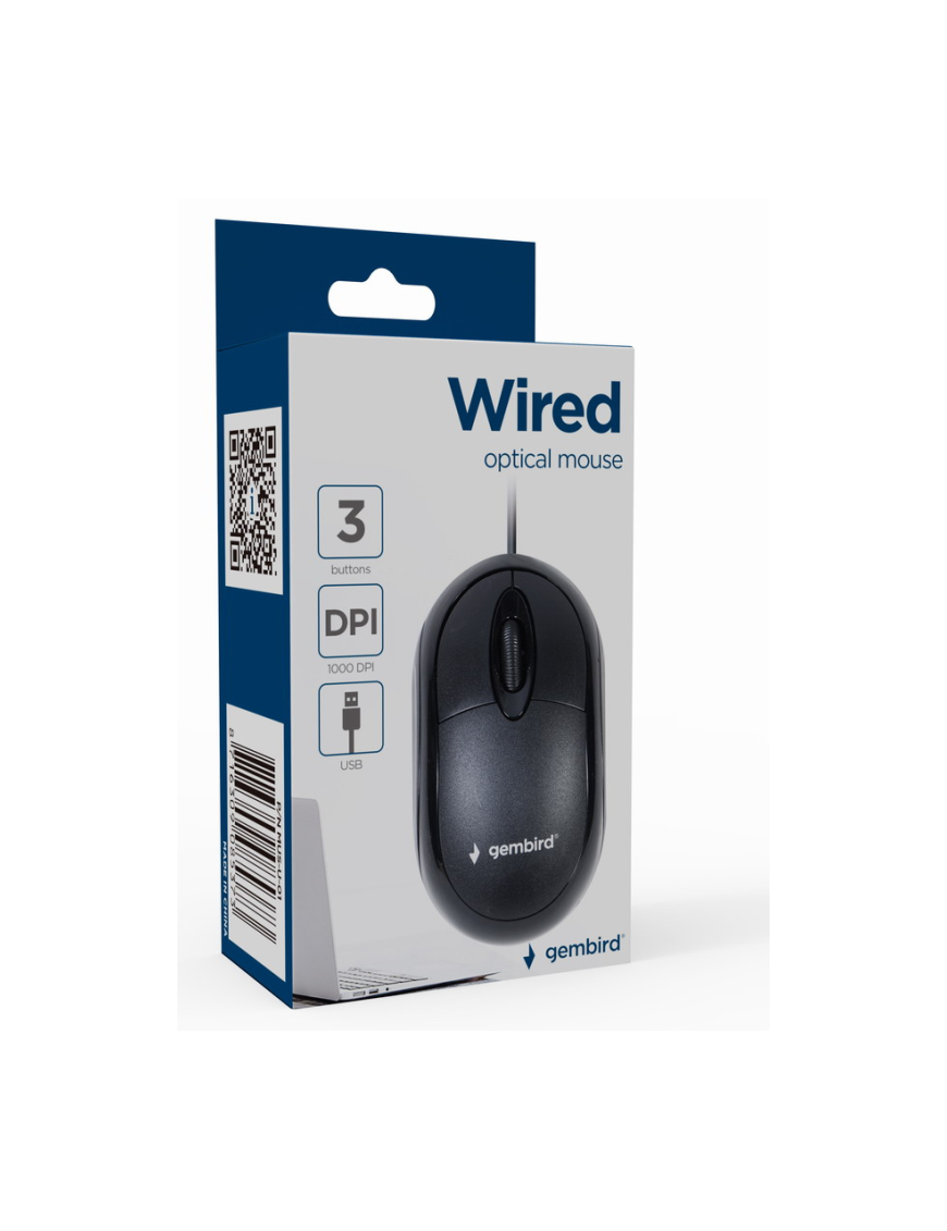 Gembird MUS-U-01 ratón Ambidextro USB tipo A Óptico 1000 DPI