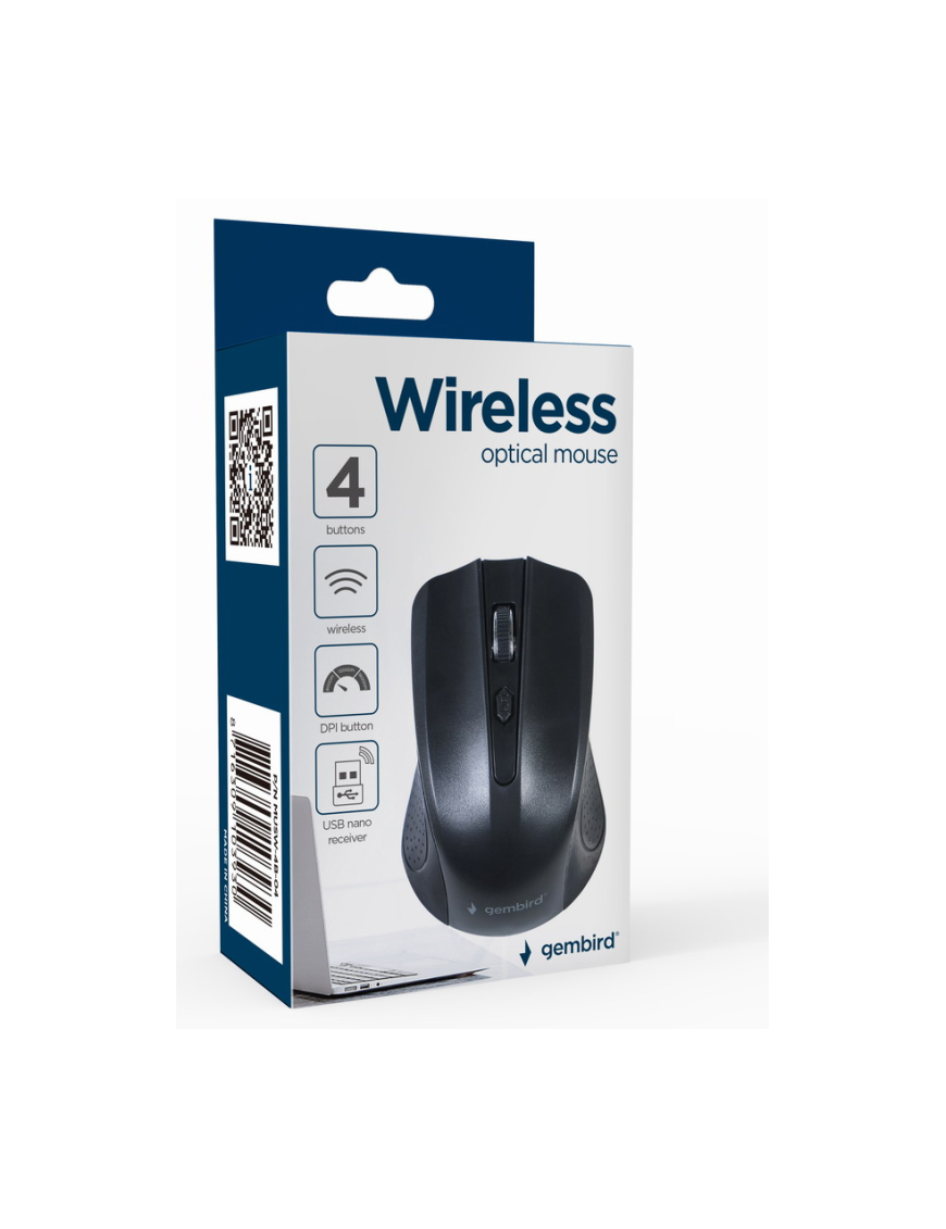 Gembird MUSW-4B-04 ratón Oficina Ambidextro RF inalámbrico Óptico 1600 DPI