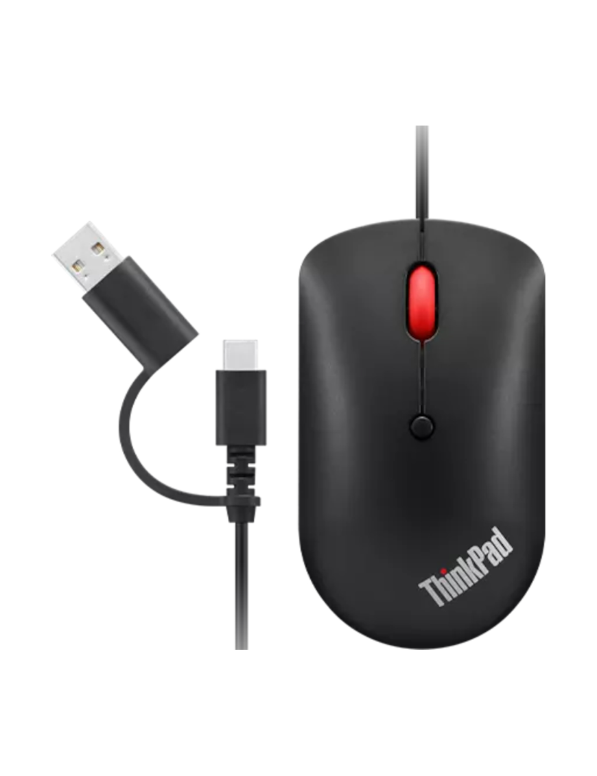 Lenovo 4Y51D20850 ratón Oficina Ambidextro USB Tipo C Óptico 2400 DPI