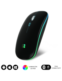 SUBBLIM Ratón Inalámbrico Bluetooth + RF RGB LED Dual Flat Mouse Black