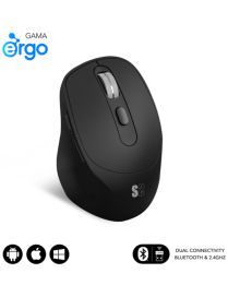 SUBBLIM RATON OPTICO DUAL COMFORT ERGO DUAL BATERIA NEGRO ratón Universal mano derecha Bluetooth + USB Type-A Óptico 2400 DPI
