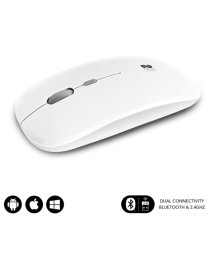 SUBBLIM Ratón Óptico Inalámbrico 2.4G y Bluetooth Dual Flat Mouse Recargable Blanco