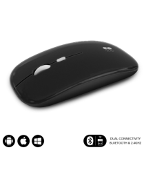 SUBBLIM Ratón Óptico Inalámbrico 2.4G y Bluetooth Dual Flat Mouse Recargable Negro