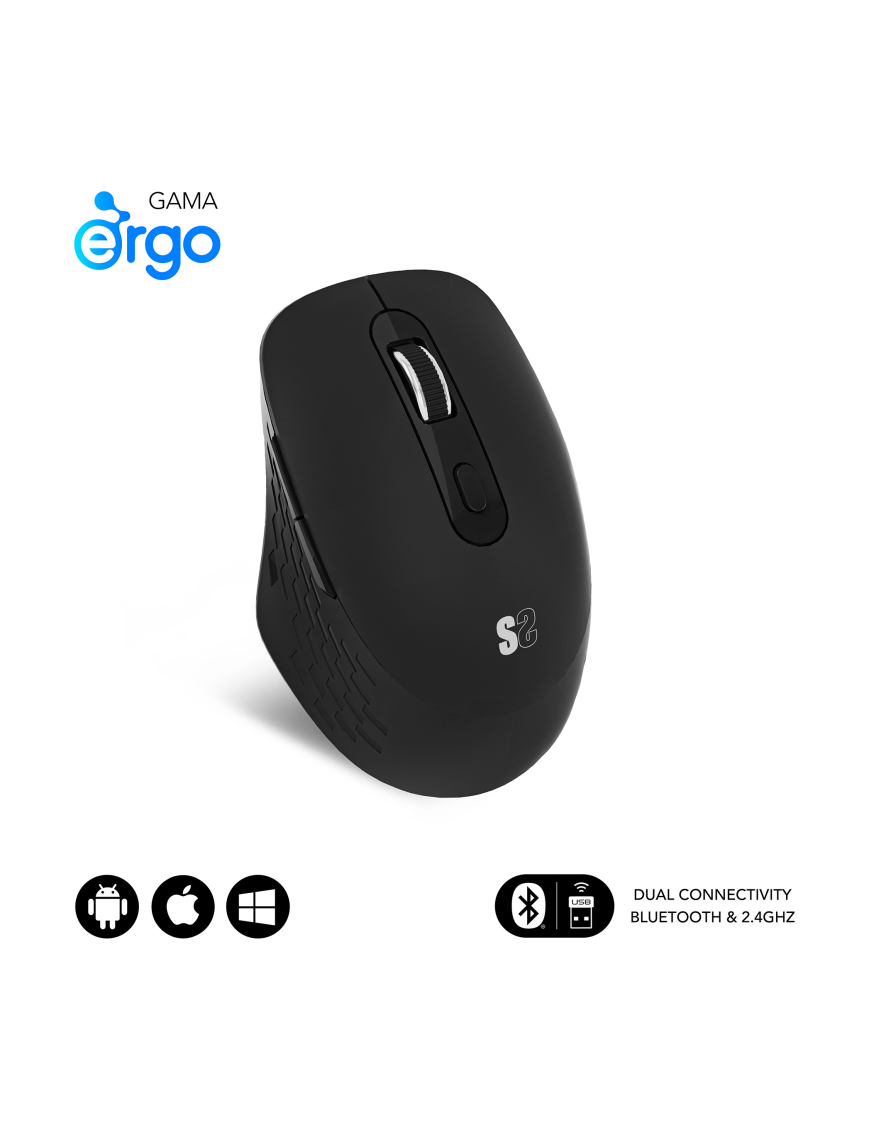 SUBBLIM SUBMO-EDCUR01 ratón Universal mano derecha Bluetooth + USB Type-A Óptico 1600 DPI