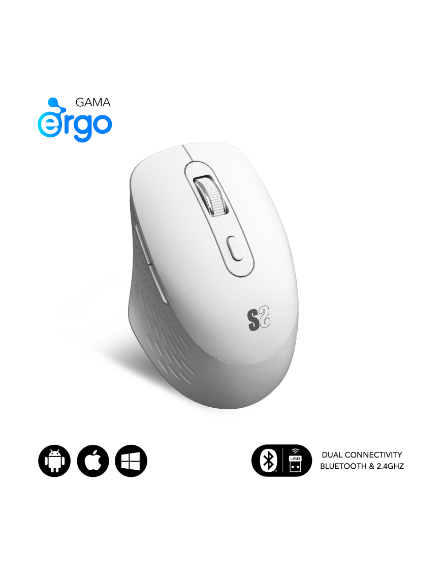 SUBBLIM SUBMO-EDCUR02 ratón Universal mano derecha Bluetooth + USB Type-A Óptico 1600 DPI