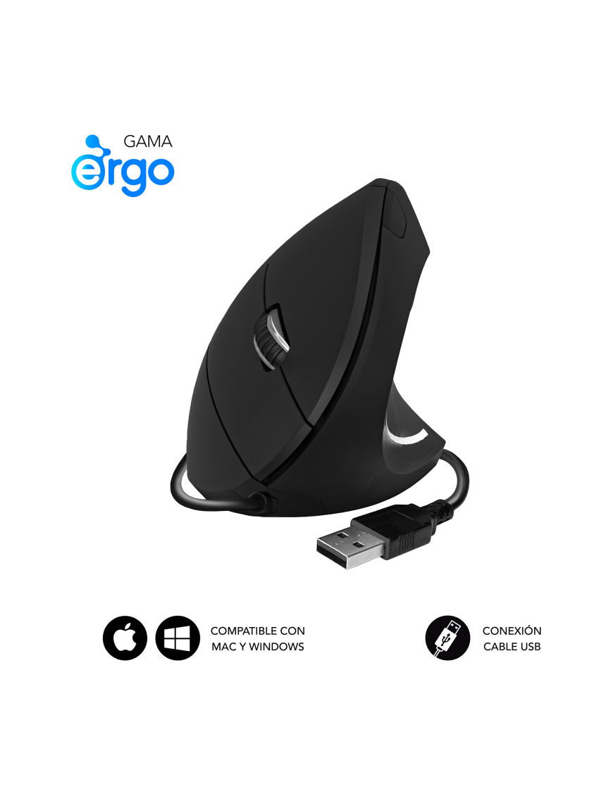 SUBBLIM SUBMO-EDGVU01 ratón Universal mano derecha USB tipo A Óptico 1600 DPI