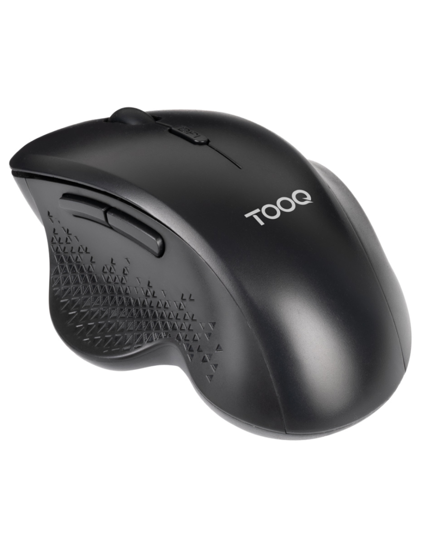 TooQ Ratón Inalámbrico Ergonómico 1600 DPI, 6 botones, Negro