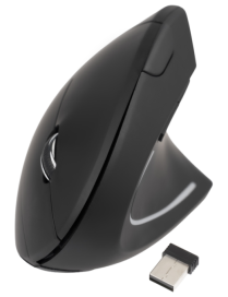 TooQ Ratón Inalámbrico Ergonómico Vertical 3200 DPI, 6 botones, Negro