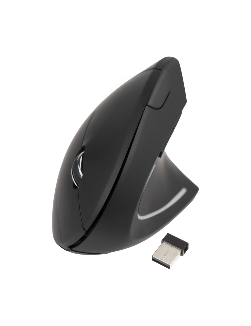 TooQ Ratón Inalámbrico Ergonómico Vertical 3200 DPI, 6 botones, Negro