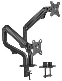 AISENS Soporte de Mesa ECO Contrapeso Giratorio e Inclinable para Monitor/TV 8Kg (3 Pivotes, 2 Brazos) de 17-32, Negro