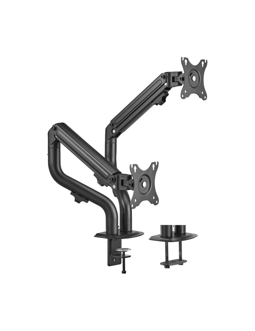 AISENS Soporte de Mesa ECO Contrapeso Giratorio e Inclinable para Monitor/TV 8Kg (3 Pivotes, 2 Brazos) de 17-32, Negro
