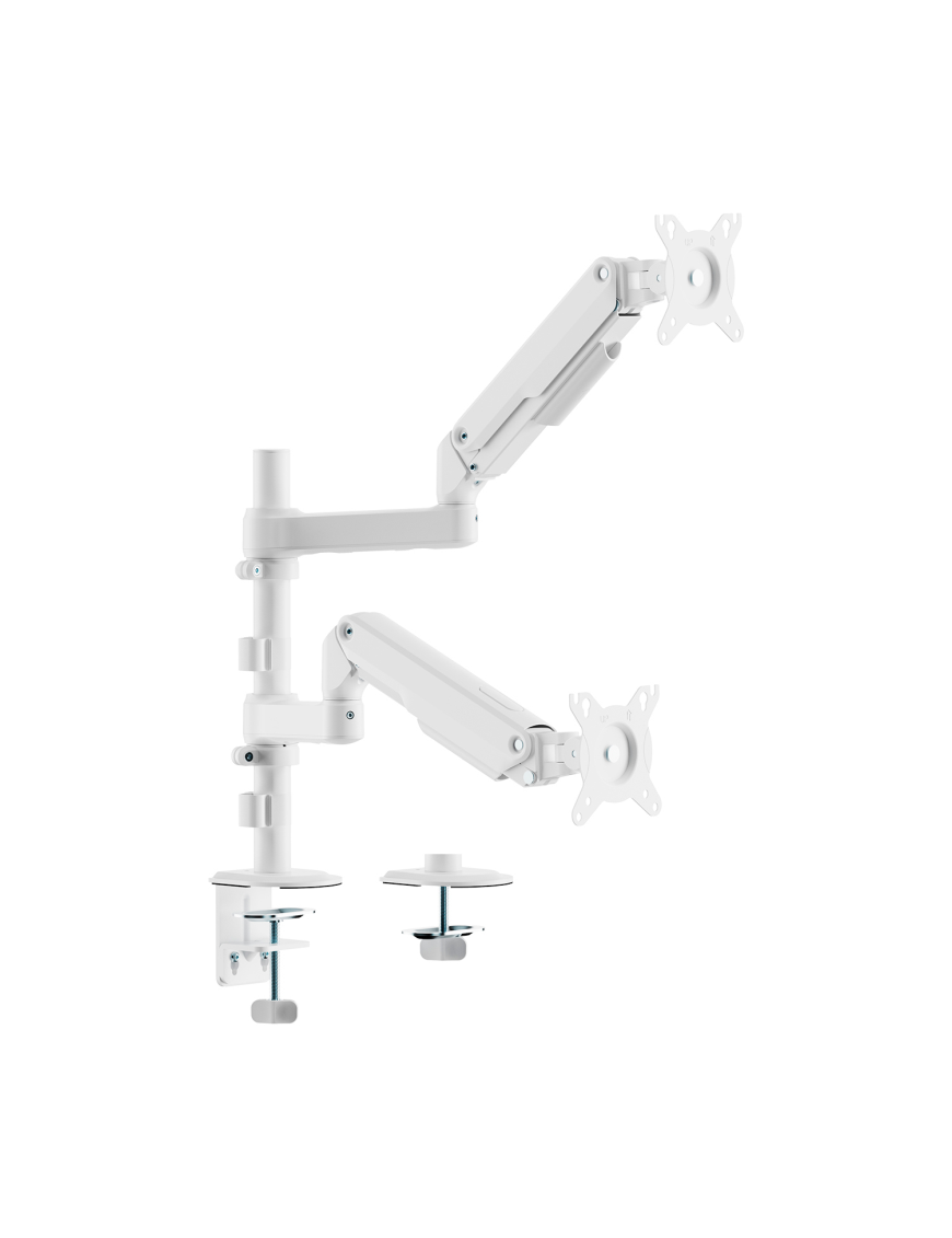 AISENS Soporte de Mesa Eco Contrapeso Giratorio e Inclinable para Monitor/TV 9kg (3 PIVOTES, 2 BRAZOS) de 17-32, Blanco