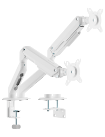 AISENS Soporte de Mesa Eco Contrapeso Giratorio e Inclinable para Monitor/TV 9kg (3 PIVOTES, 2 BRAZOS) de 17-32, Blanco