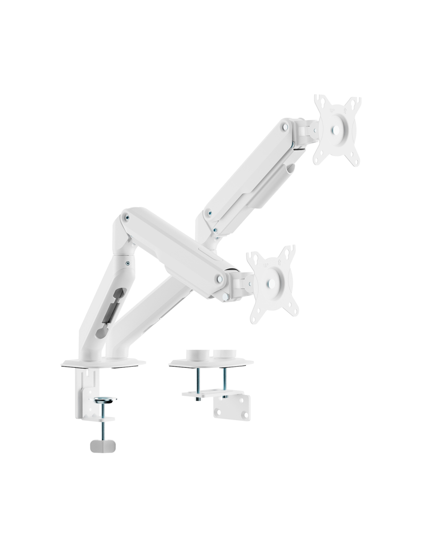 AISENS Soporte de Mesa Eco Contrapeso Giratorio e Inclinable para Monitor/TV 9kg (3 PIVOTES, 2 BRAZOS) de 17-32, Blanco