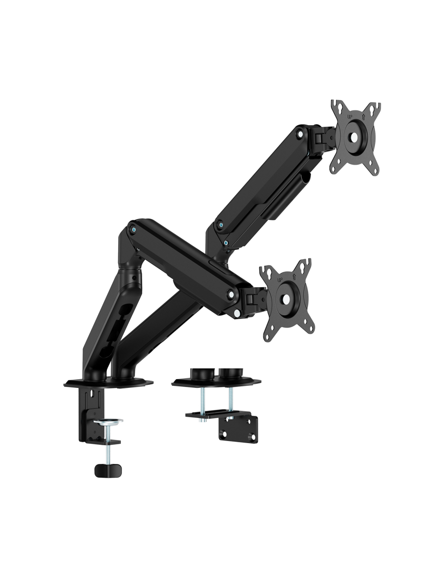 AISENS Soporte de Mesa Eco Contrapeso Giratorio e Inclinable para Monitor/TV 9kg (3 Pivotes, 2 Brazos) de 17-32, Negro