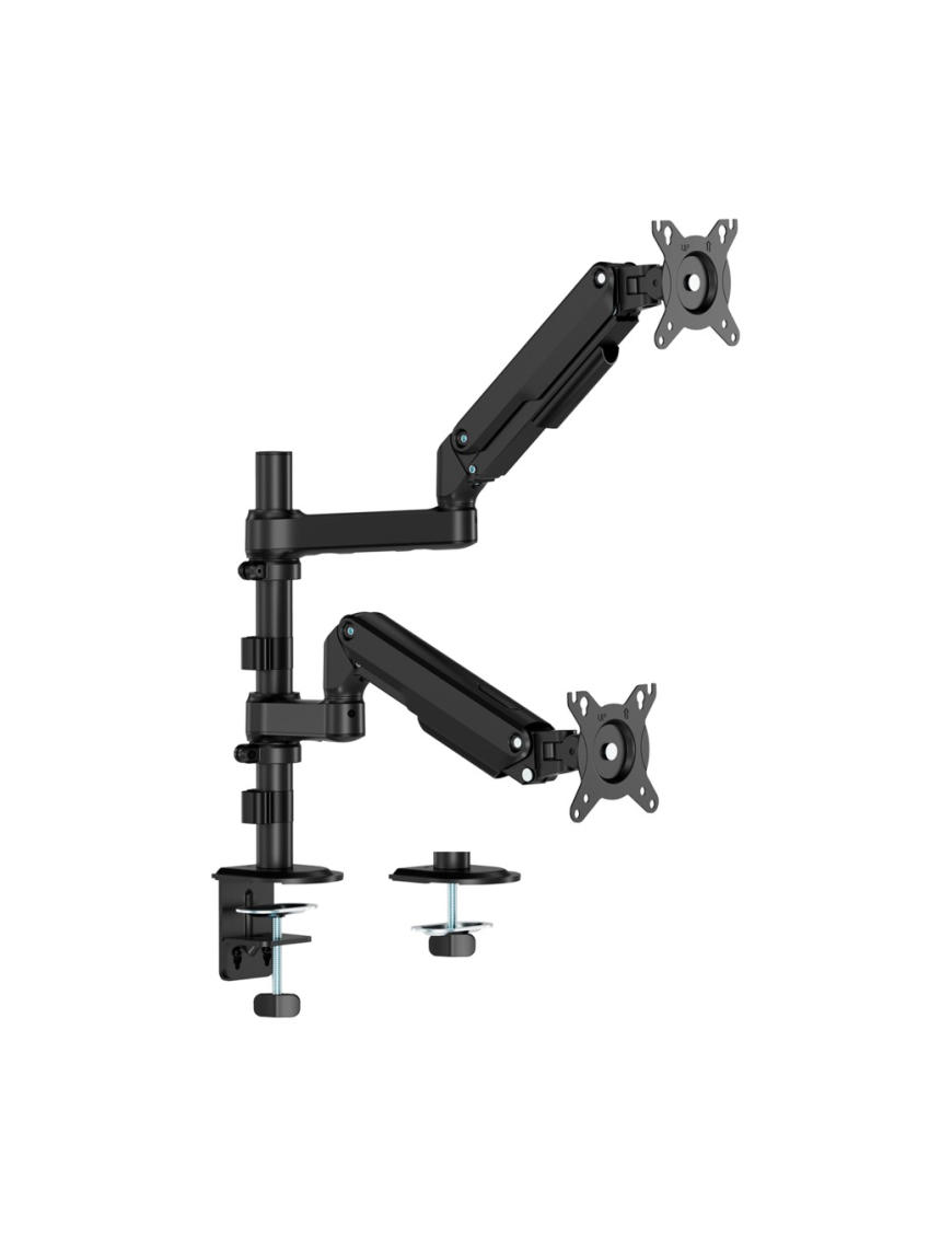 AISENS Soporte de Mesa Eco Contrapeso Giratorio e Inclinable Para Monitor/TV 9kg (3 Pivotes, 2 Brazos) de 17-32", Negro