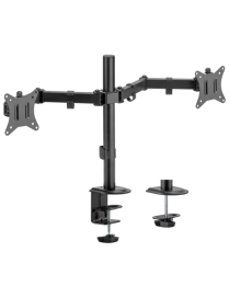 AISENS Soporte de Mesa ECO Giratorio e Inclinable para Monitor/TV 9Kg (3 Pivotes, 2 Brazos) de 17-32, Negro