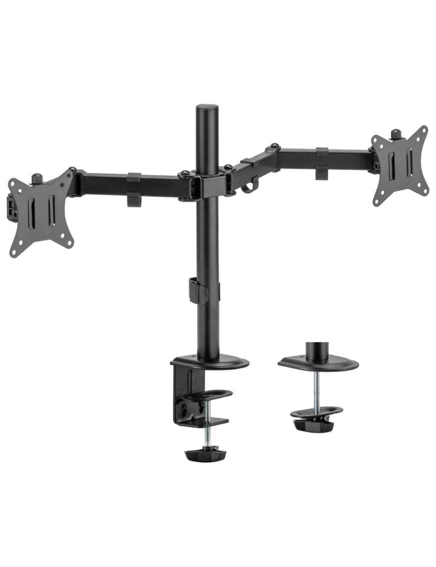 AISENS Soporte de Mesa ECO Giratorio e Inclinable para Monitor/TV 9Kg (3 Pivotes, 2 Brazos) de 17-32, Negro