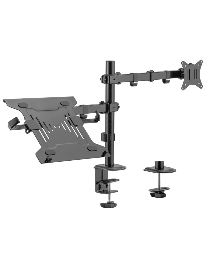 AISENS Soporte de Mesa Giratorio e Inclinable para Portatil y Monitor/TV 9Kg de 17-32, Negro