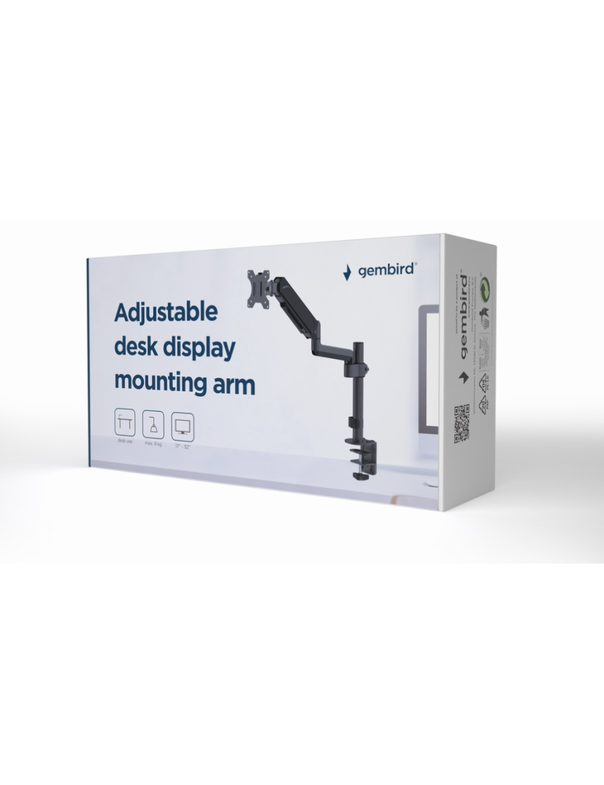 Gembird MA-DA1P-01 soporte para monitor 81,3 cm (32") Escritorio Negro