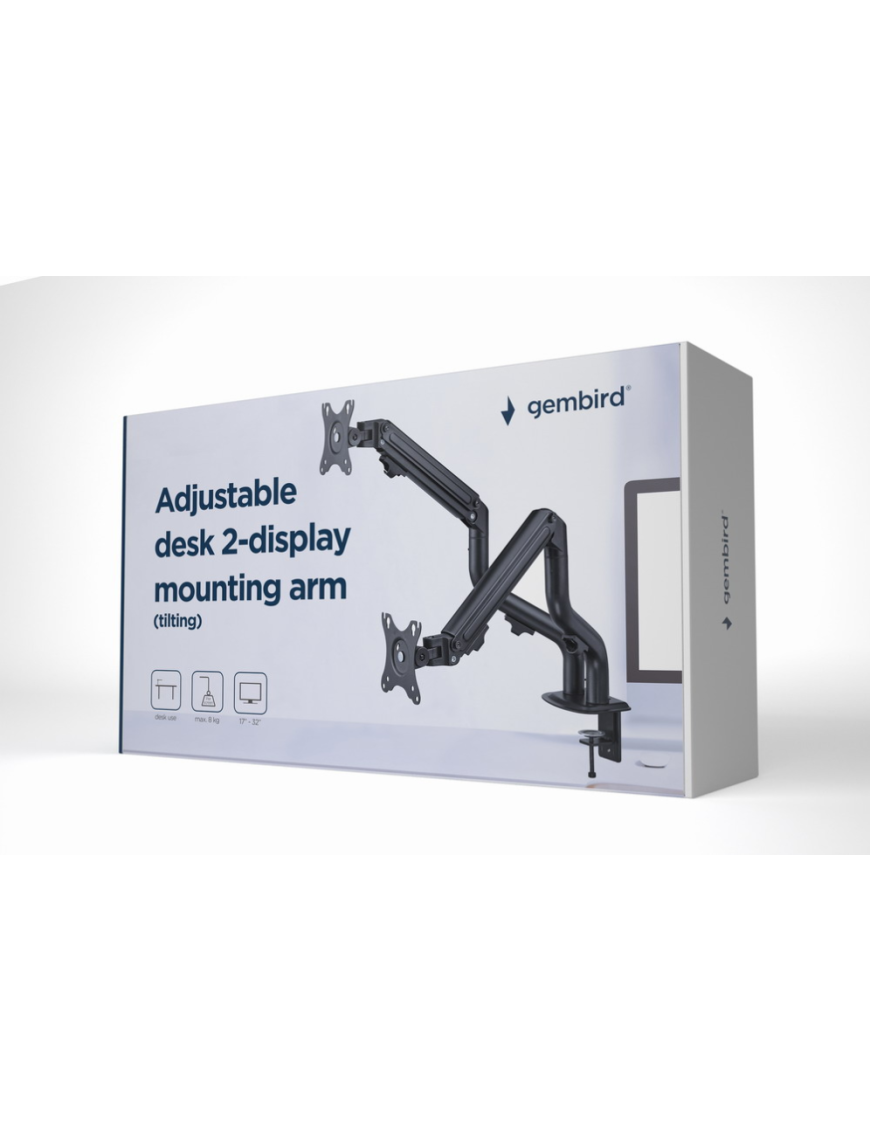 Gembird MA-DA2-02 soporte para monitor 81,3 cm (32") Escritorio Negro