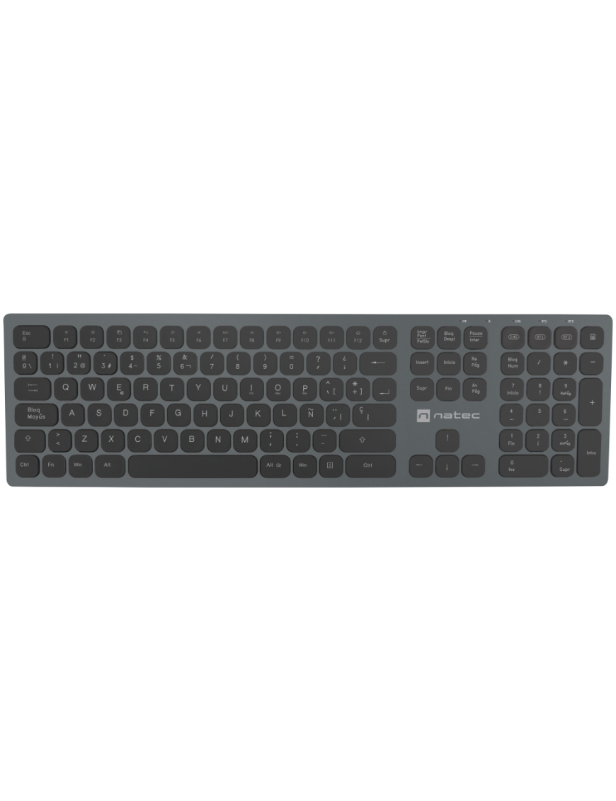 NATEC NKL-1830 teclado Universal RF Wireless + Bluetooth QWERTY Español Negro, Gris