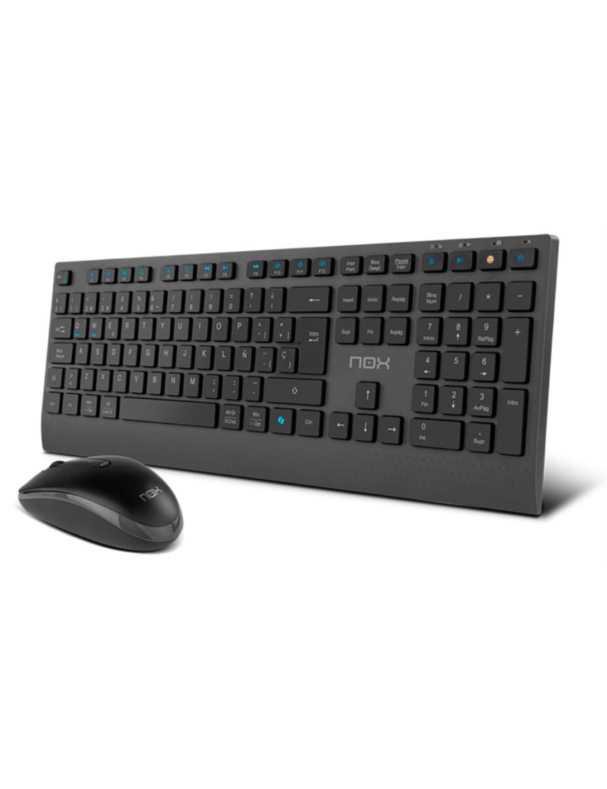 NOX NXLITEDUOSP teclado Ratón incluido Hogar RF Wireless + Bluetooth QWERTY Español Negro