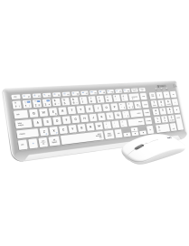 SUBBLIM Teclado con Ratón Bluetooth + 2.4G Combo Dual Prestige Extendido Plata/Blanco