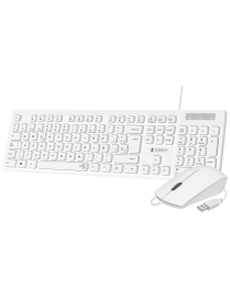 SUBBLIM Teclado Ergonómico y ratón Combo Business Slim Silencioso con cable USB Blanco